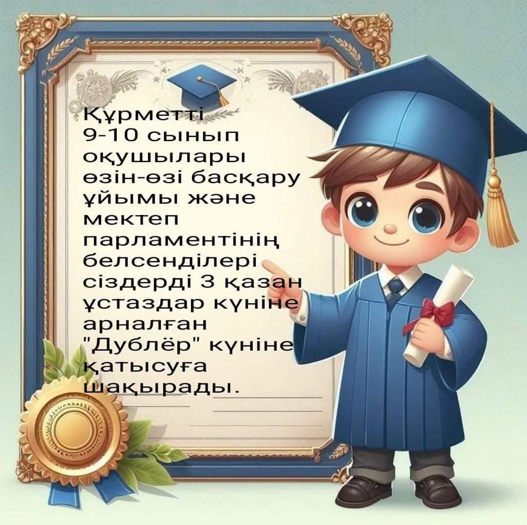 Жаңатілеу ОМ МДШО КММ-де "Ұстаздар күніне орай өзін-өзі басқару ұйымымен бірлесе отырып, "Дублер" күні өткізілді. Республика бойынша сәттілік.